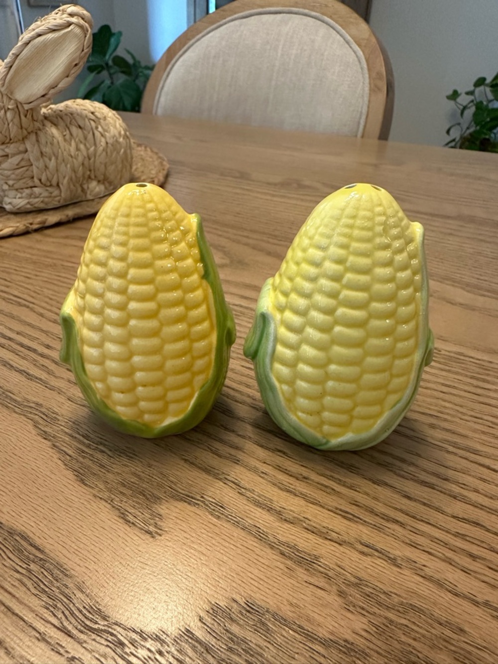 Ceramic Corn on the Cob Salt & Pepper Shakers - Yellow & Green Vintage Farmhouse